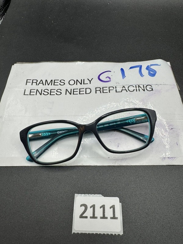 DKNY Black Teal Blue Clear Wayfarer Eyeglasses DY4668 3685 53 16 135