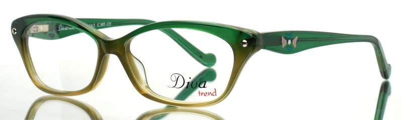 DIVA TREND 8113 C.50T Green Brown Fade Womens Cat Eye Eyeglasses 51-14.5-135 C