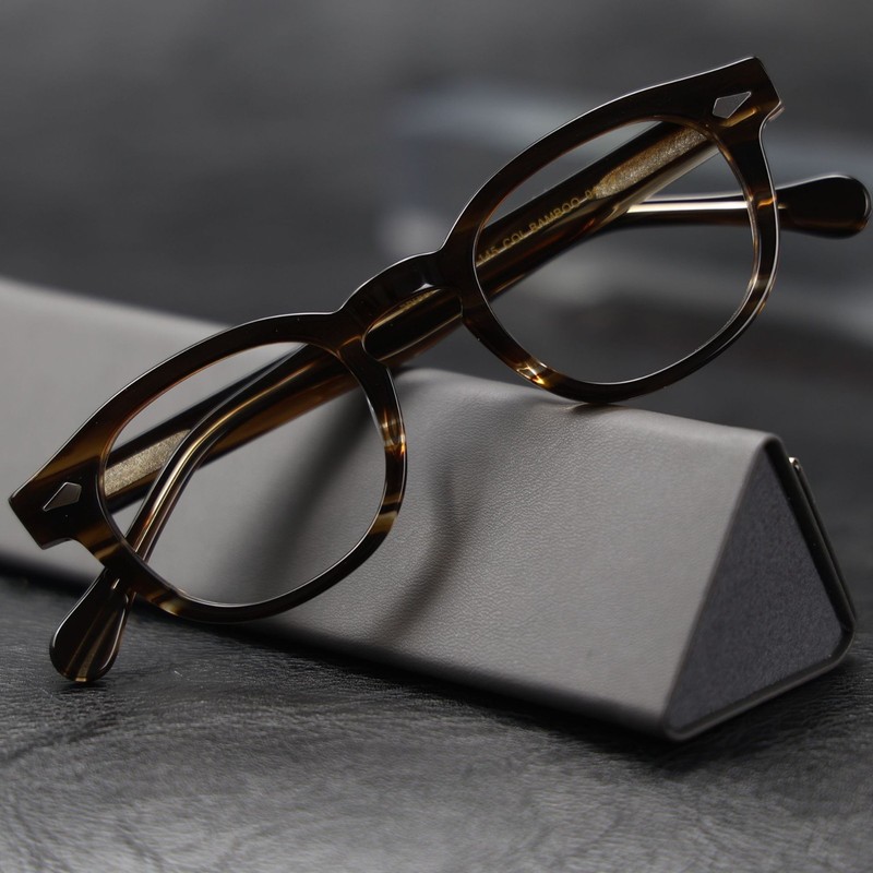 Classic Tortoise Striped Acetate Glasses Frame Vintage Round 46mm Unisex Eyewear gallery