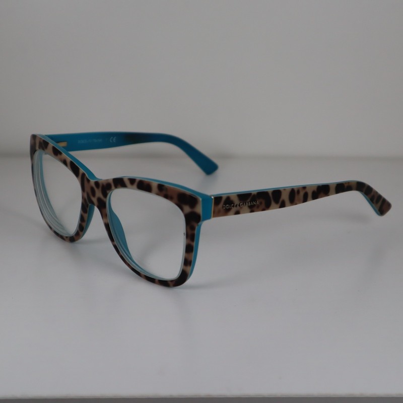 DOLCE & GABBANA DG 3212 2860 Leopard Print Blue Eyeglasses Frames 52-18-140mm