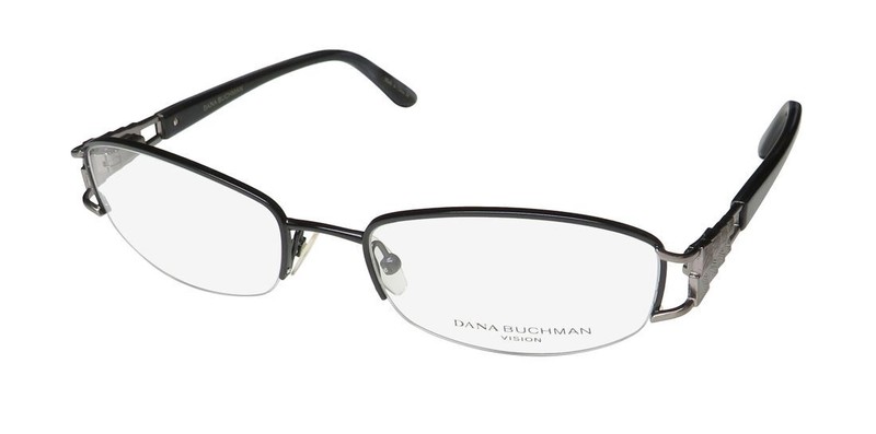 NEW DANA BUCHMAN MADALENA EYEWEAR BK HALF-RIM WOMENS 52-18-136 BLACK METAL &