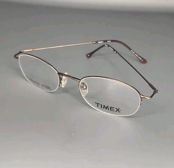 Timex T304 Brown Half Rim Stainless Steel Eyeglass Frame 50/20/135