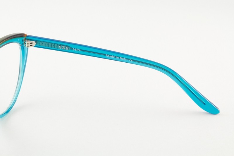Authentic See Eyewear 1429 C162 52mm Translucent Aqua Blue Tortoise Frames Italy gallery