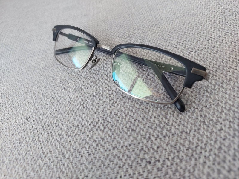LUNOR Titanium Oval Eyeglasses Mod.80 Combi 2 Antique Silver & Black 49-19