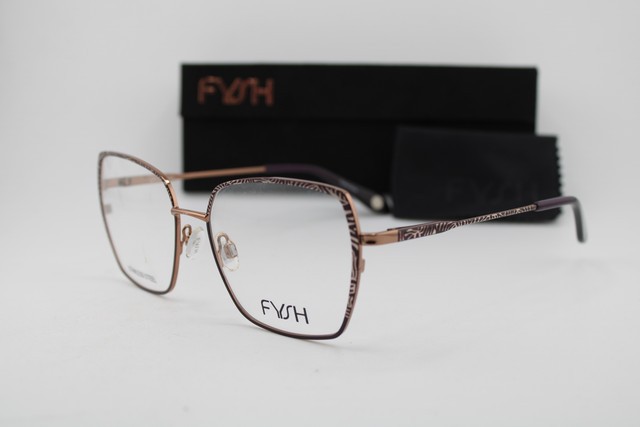 NEW FYSH 3753 M207 GOLD PURPLE GUNMETAL AUTHENTIC EYEGLASSES 54-16