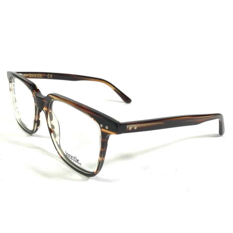 Iconik Eyeglasses Frames Liam C06 Brown Striped Horn Square Horn Rim 52-19-148 gallery