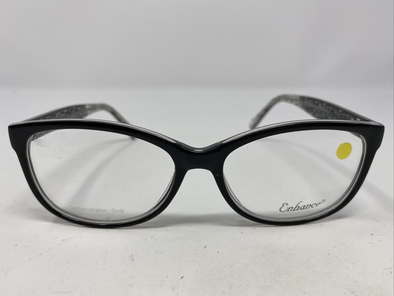 Enhance EN4021 BLACK/CRYSTAL 52-17-142 Plastic Full Rim Eyeglasses Frame VG99
