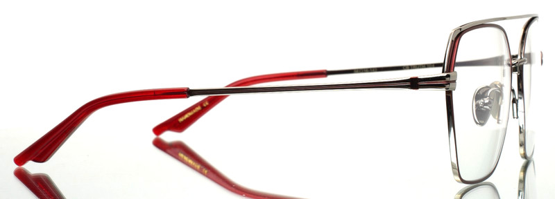 COCO AND BREEZY Truth 104 Red Gunmetal Unisex Aviator Eyeglasses 56-16-142 B:47 gallery