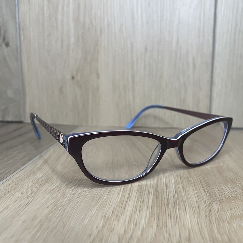 HELLO KITTY Girls Youth Black Lt Blue Eyeglasses Frame 49[]16 Chevron Detail