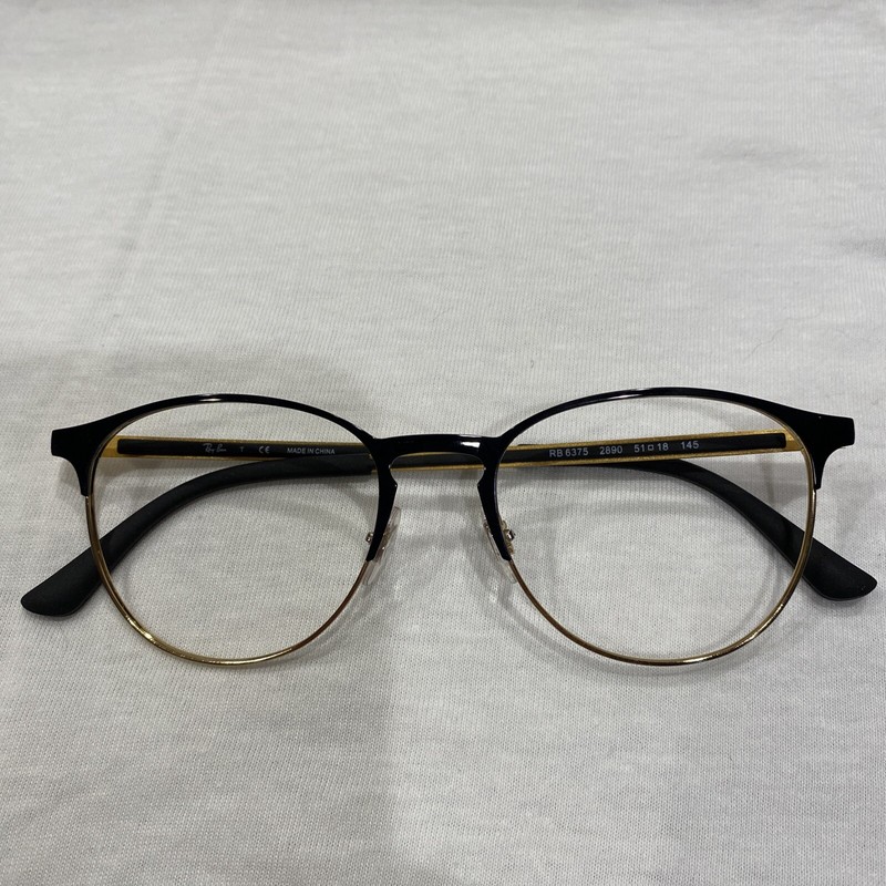 NEW RAY BAN RB6375 3051 BLACK AND GOLD AUTHENTIC EYEGLASSES FRAMES 51[]18-145