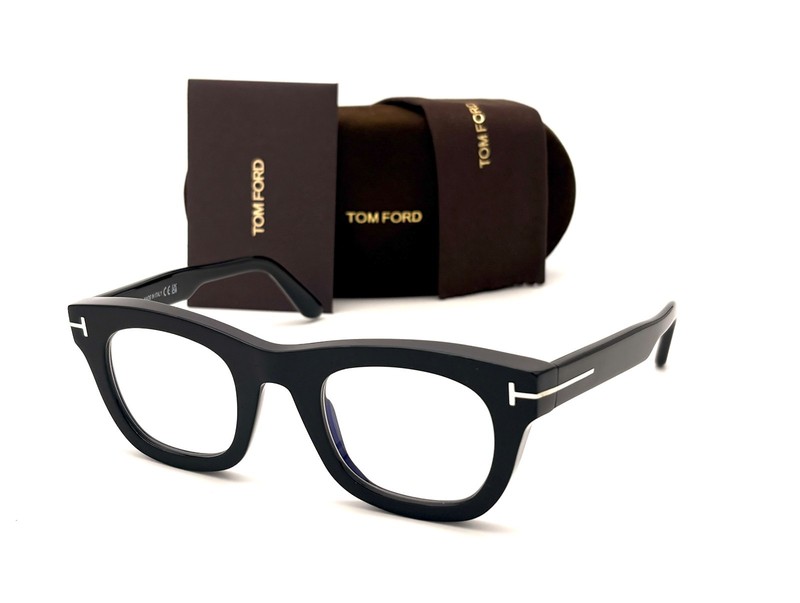 Tom Ford FT5872-B 001 Black / Blue Block 48mm Eyeglasses TF5872