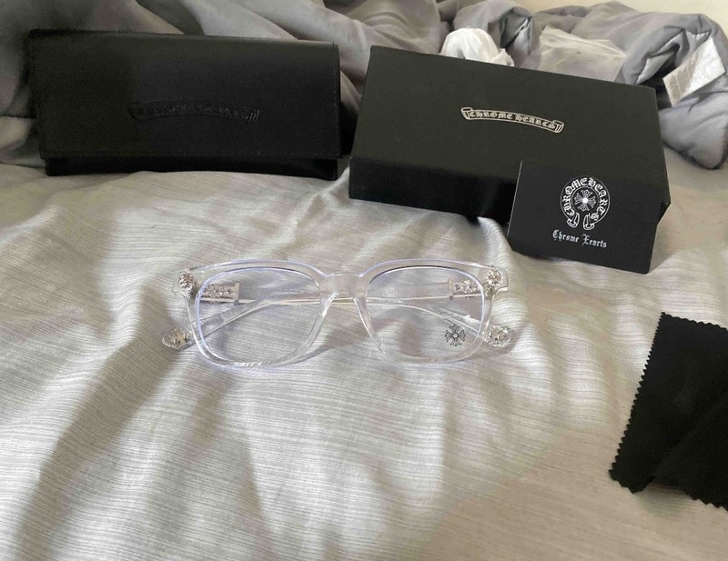 Chrome Hearts Square Eyeglasses Clear Black Full Rim Plastic Metal 2273