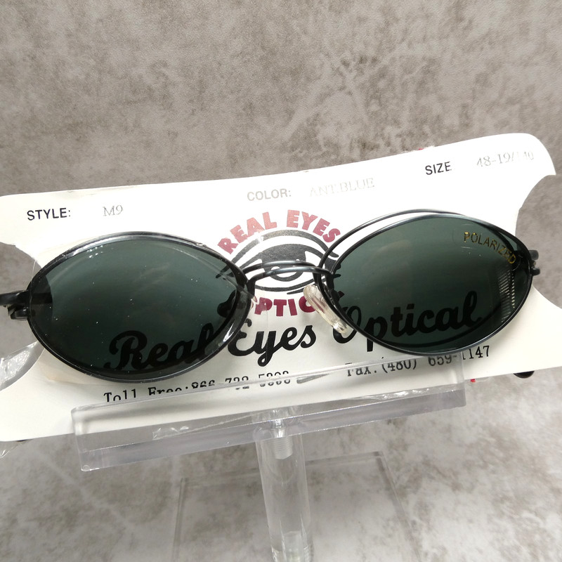 Matte Blue Oval Eyeglasses w/ Polarized Sunglass Clip-On - Real Eyes Optical M9 gallery