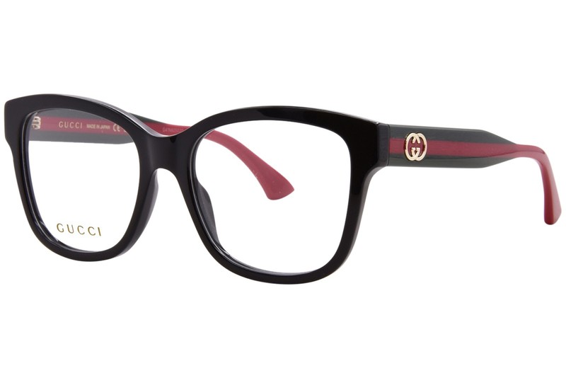 Gucci GG0038ONN 001 Eyeglasses Women’s Black/Green/Red Full Rim 54mm