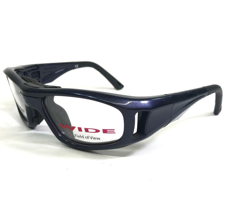 Leader Safety Eyeglasses Frames Leadero 2 Shiny Blue Square Wide Fit 52-16-125