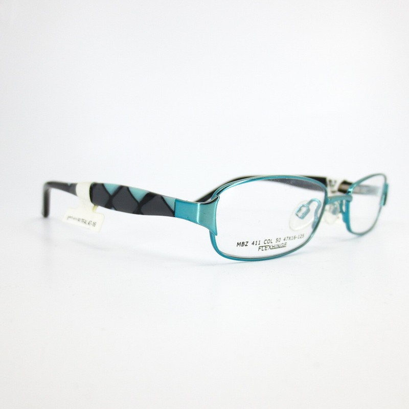 Flex Hinge MBZ 411 COL 50 Black Rectangular Green Eyeglasses Frames 47-17-125
