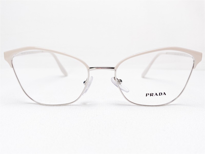 NEW Prada VPR62X 08B-1O1 Women’s Eyeglasses Frames Ivory/Silver Cats Eye 52/17