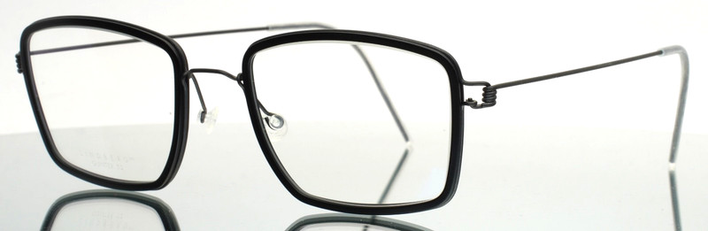 LINDBERG AIR Gunter Col U9 Black Mens Rectangle Eyeglasses 52-21-145 B:39