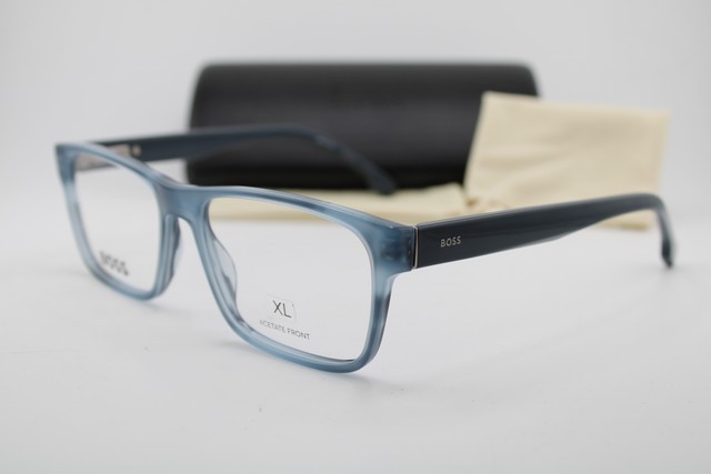 NEW BOSS 1762 38I BLUE HORN SILVER AUTHENTIC EYEGLASSES 58-17