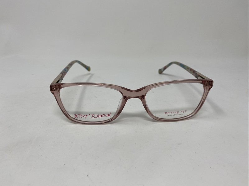 BETSEY JOHNSON PETITE FIT CRYSTAL CLEAR PINK EYEGLASS 50/16/130 FLEX HINGE -H36