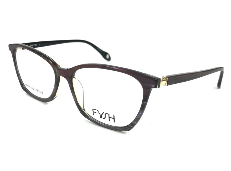 FYSH Eyeglasses Frames 3714 S402 Striped Brown Cat Eye Full Rim 54-16-135 gallery
