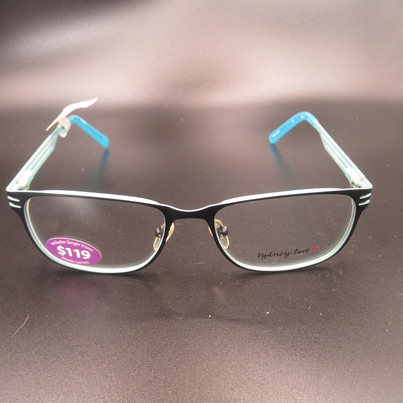 Sydney Love SL2032 Women’s Black Teal Blue Full Rim Eyeglass Frames 50-16-135