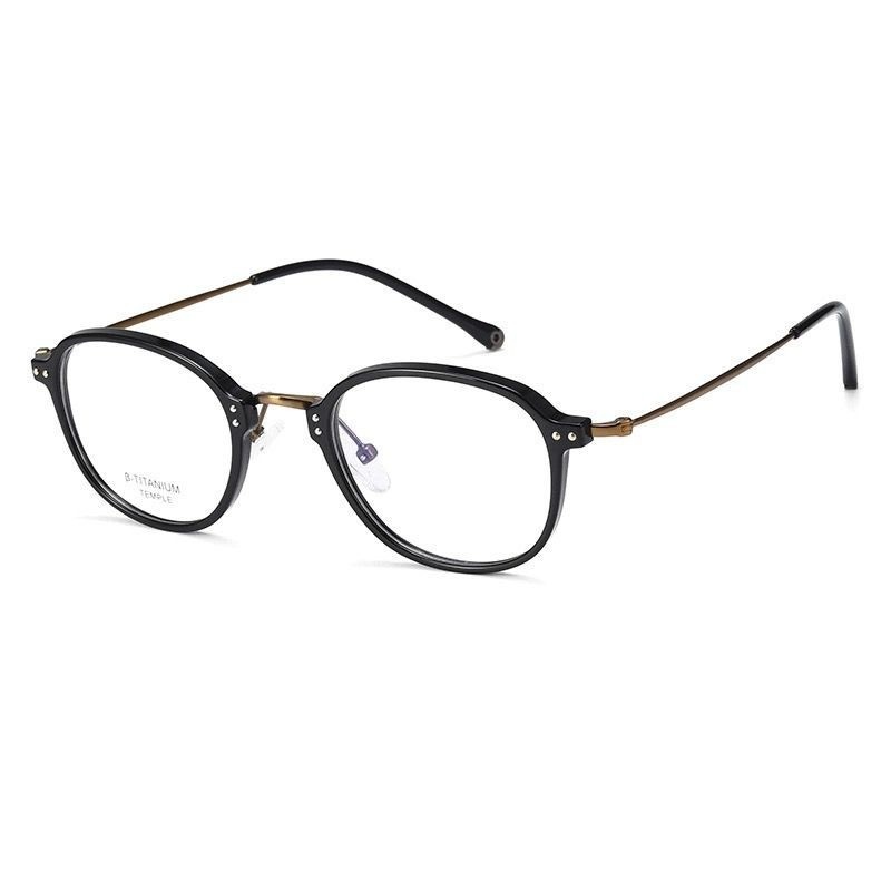 Ultra-Light Titanium & Acetate Glasses Men Women Round Retro Eyeglass Frames