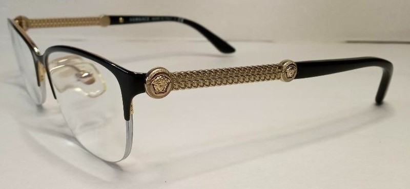 VERSACE 1228 1291 EYEGLASS FRAMES BLACK / GOLD 53□17 140 – NEW – authenticated