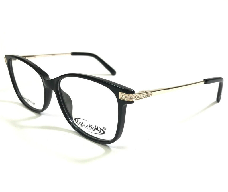 Eight to Eighty Eyeglasses Frames BRIANNA BLACK Gold Square Crystals 53-18-135 gallery