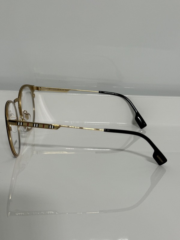 NIB Burberry 1360 2577 Satin Black Gold Round Metal Unisex Eyeglasses 51mm gallery