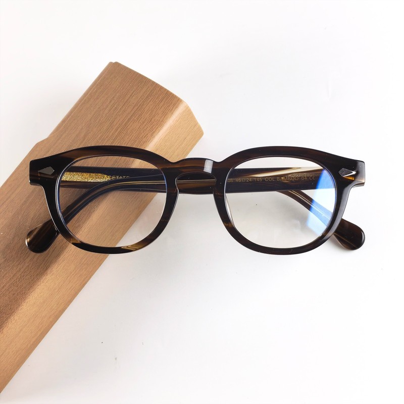 Classic Tortoise Striped Acetate Glasses Frame Vintage Round 46mm Unisex Eyewear gallery