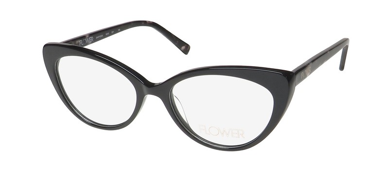 NEW FLOWER 6045 DAFFODIL EYEWEAR 52-17-140 PLASTIC WOMENS CAT EYE BLACK 001