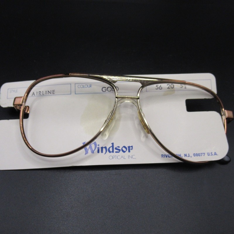Vtg Windsor Optical Inc. Airline Aviator Eyeglass Frames Gold Metal 56-20-146