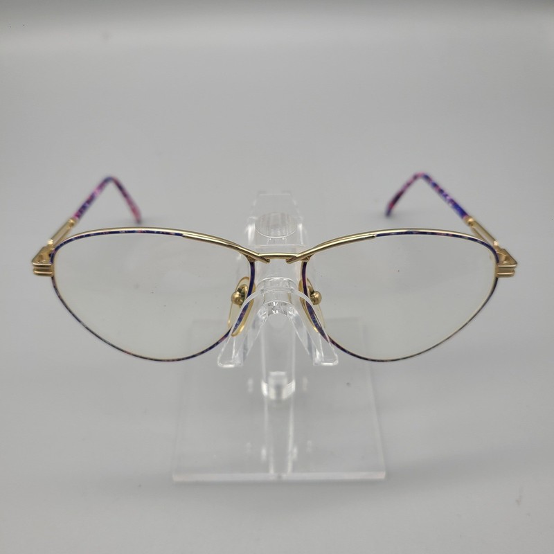 Carlo Capucci Demi Violet Eyeglasses Gold Purple Marbled Cat Eye Frames 135mm gallery