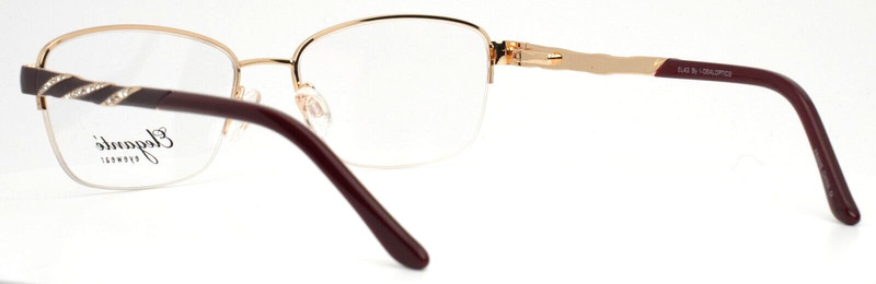 ELEGANTE EYEWEAR EL43 Gold Womens Rectangle Half Rim Eyeglasses 53-17-135 B:36 gallery