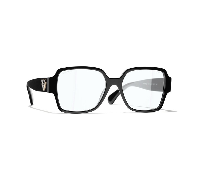 Women's CHANEL Eyeglasses Square Black/Gold Logo with Demo Lenses CH3438 NEW gallery
