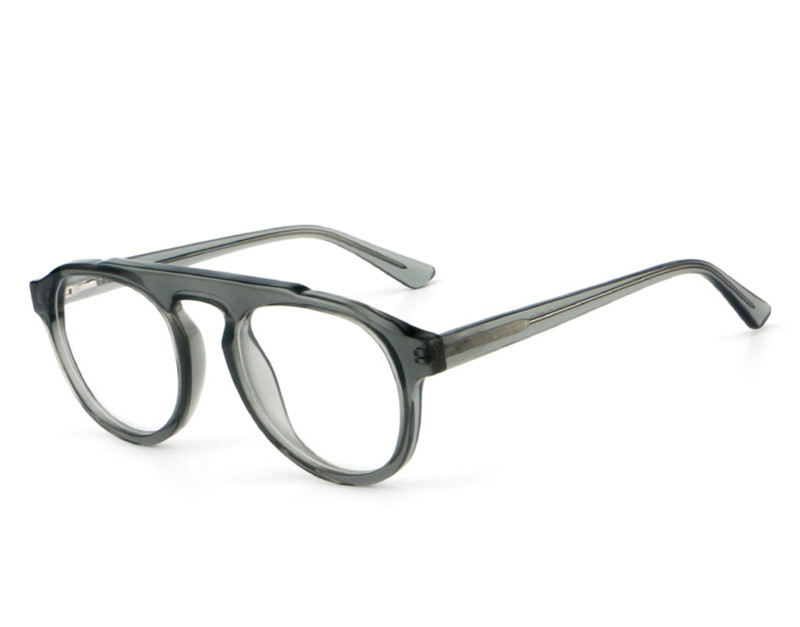 Retro Ancient Gray Acetate Round Eyeglass Full Rim Frames Men Women 50-21-145MM