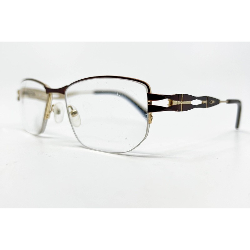 Caval Eyeglasses Womens Brown Gold Half Rim Frames CAVW-18-03 52-16-130-35 gallery