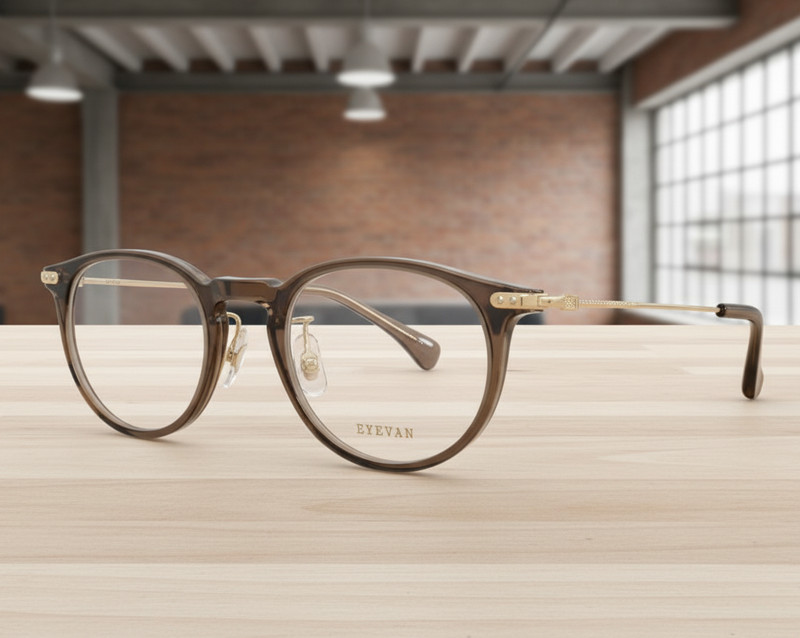 Authentic EYEVAN Eyeglasses Clear Brown & Gold 47-21-145 RIC RGR