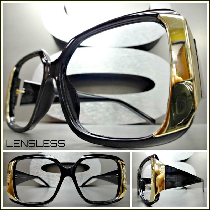 Classic RETRO Style Thick Square Black Lensless Eye Glasses Frame Only NO Lens