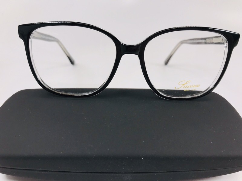New Designer Inspired SUCCESS SS-122 Black on Crystal Eyeglasses 53mm w/Case gallery