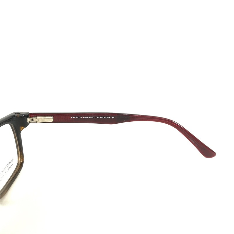 Easyclip Eyeglasses Frames WF EC3285 BROWN Red Square with Clip On Lenses gallery