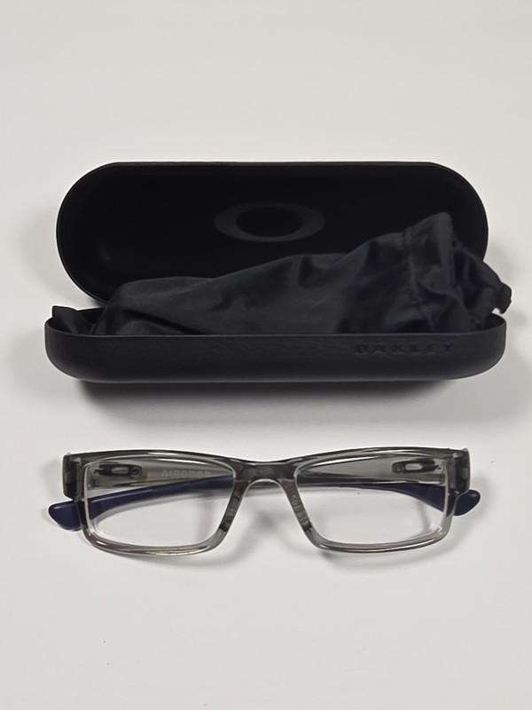 Oakley OX8046 1053 RX Eyeglass FRAMES ONLY— Clear/Blue Accent MISSING NOSE PIECE