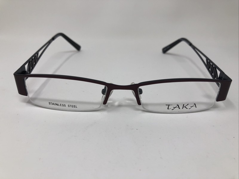 TAKA EYEGLASSES FRAME T2649 50/17/135 BURGUNDY BLACK HALF RIMLESS HALF RIM OP48