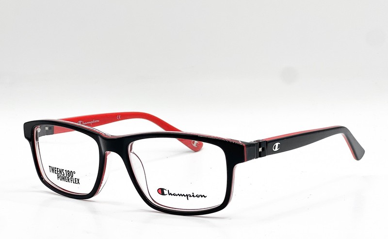 NEW CHAMPION CU 7021 C01 BLACK/RED AUTHENTIC EYEGLASSES 51-16