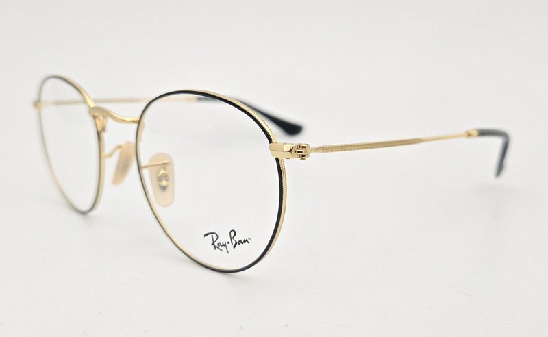 Ray Ban Eyeglasses NEW RB 3447V Color 2991 Gold Black Size 50 Round Authentic