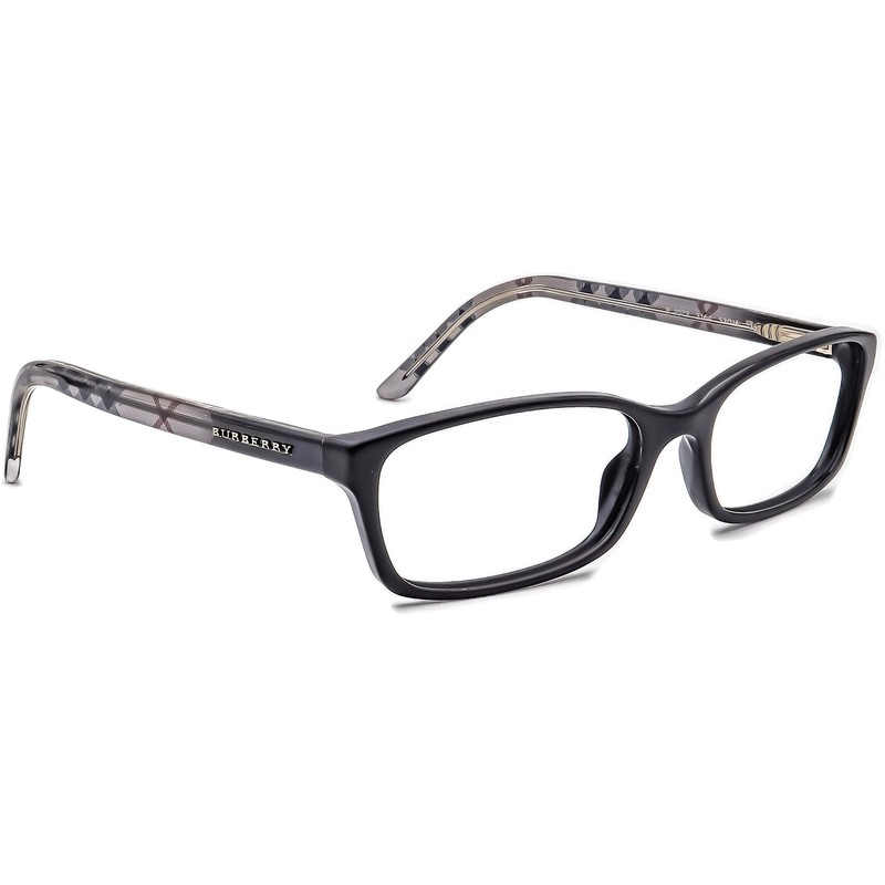 Burberry Eyeglasses B 2073 3164 Plaid Black Rectangular Frame Italy 53[]16 135