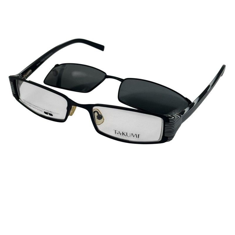 Takumi Pat. Technology T9700 4819 Eye Glasses w/ Clip-on Sunglasses Frame Only