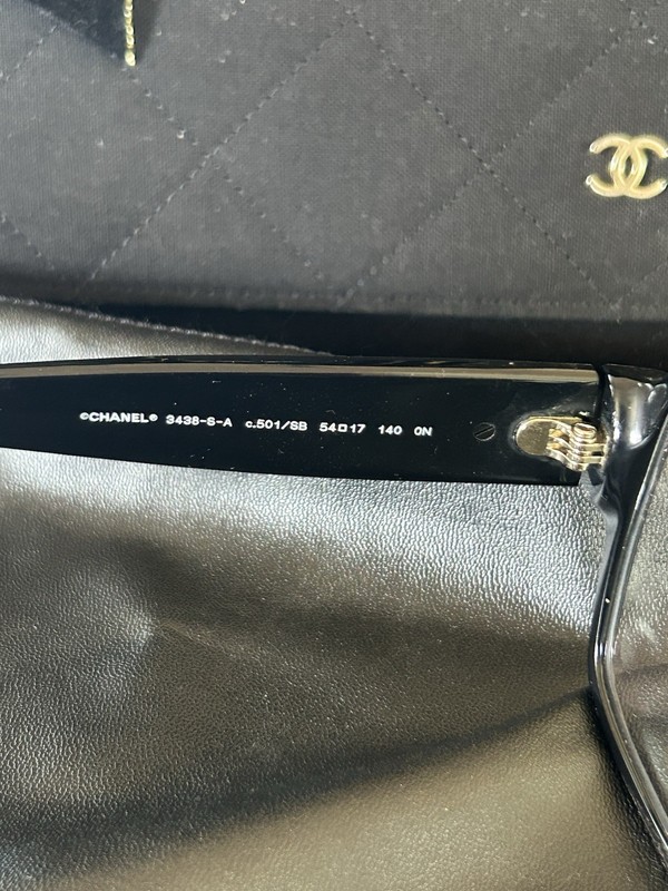 Women's CHANEL Eyeglasses Square Black/Gold Logo with Demo Lenses CH3438 NEW gallery