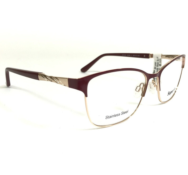 SuperFlex Eyeglasses Frames SF-537 S106 Red Gold Cat Eye Square 55-17-140 gallery